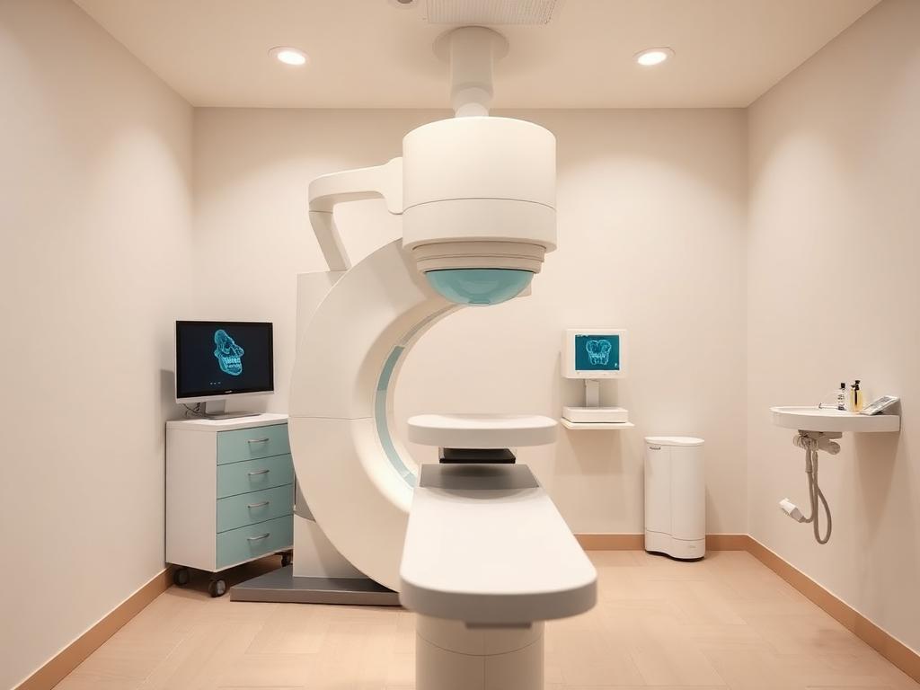 Cone-beam CT dental imaging scanner in a treatment room